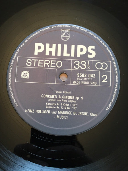 Tomaso Albinoni, I Musici – 4 Concerti Per 2 Oboi Op. 9 LP vinyl record, image 4 of 4