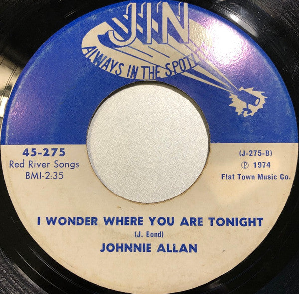 Johnnie Allan – A Woman Left Lonely / I Wonder Where You Are Tonight 7" vinyl record, image 2 of 2