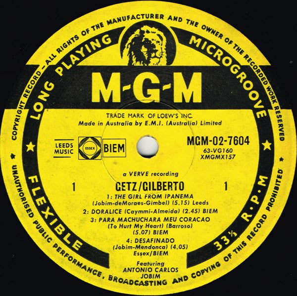 Stan Getz, João Gilberto, Antonio Carlos Jobim – Getz / Gilberto LP vinyl record, image 2 of 5