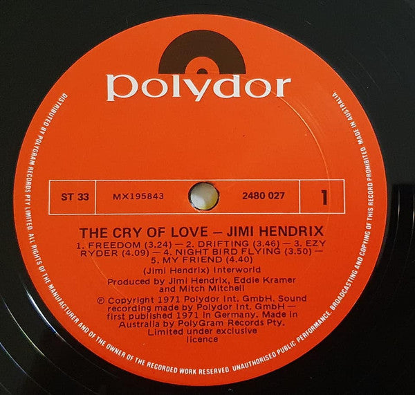 Jimi Hendrix – The Cry Of Love LP vinyl record, image 3 of 4