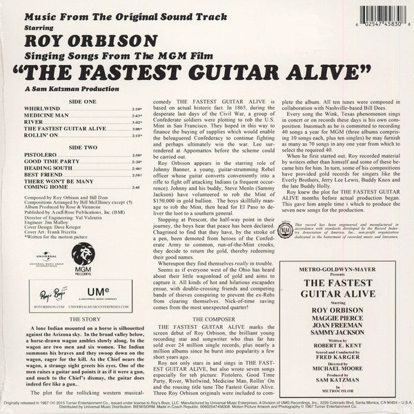 Roy Orbison – Singing Songs From The M.G.M Film "The Fastest Man Alive" LP vinyl record, image 2 of 2