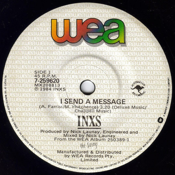 INXS – I Send A Message 7" vinyl record, image 1 of 3