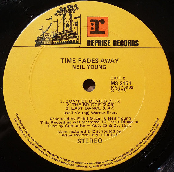 Neil Young – Time Fades Away LP vinyl record, image 3 of 4