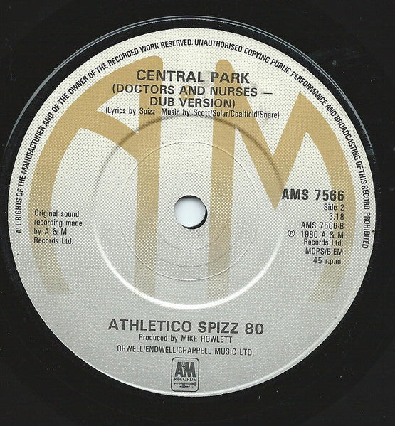Athletico Spizz 80 – Central Park 7" vinyl record, image 4 of 4