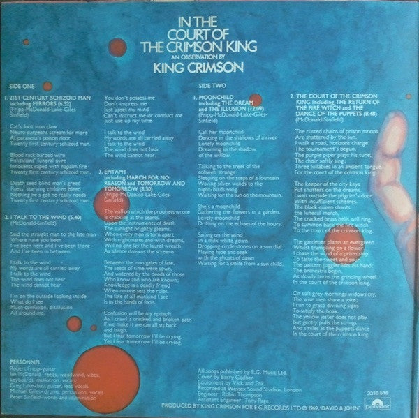 King Crimson – In The Court Of The Crimson King (An Observation By King Crimson) LP vinyl record, image 3 of 6