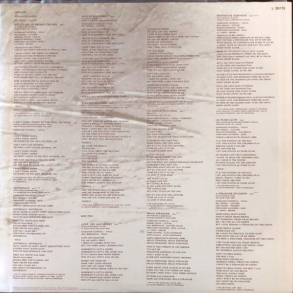 Marianne Faithfull – Strange Weather LP vinyl record, image 5 of 6