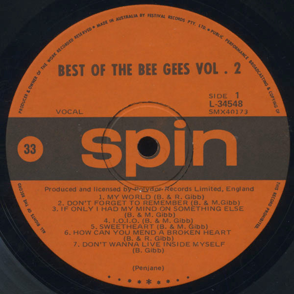 Bee Gees – Best Of The Bee Gees Vol. 2 LP vinyl record, image 3 of 4