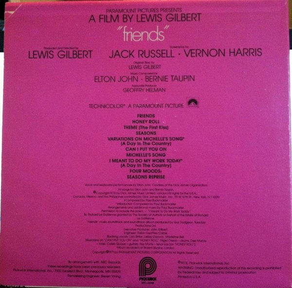 Elton John – Friends (Original Soundtrack Recording) LP vinyl record, image 2 of 8
