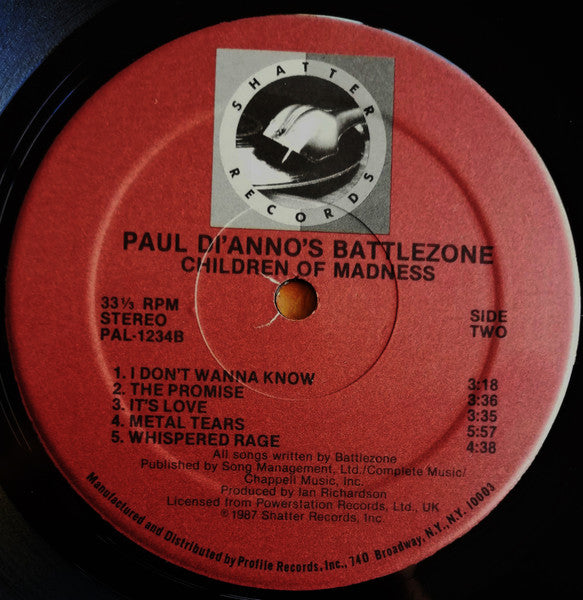 Paul Di'anno's Battlezone – Children Of Madness LP vinyl record, image 4 of 5