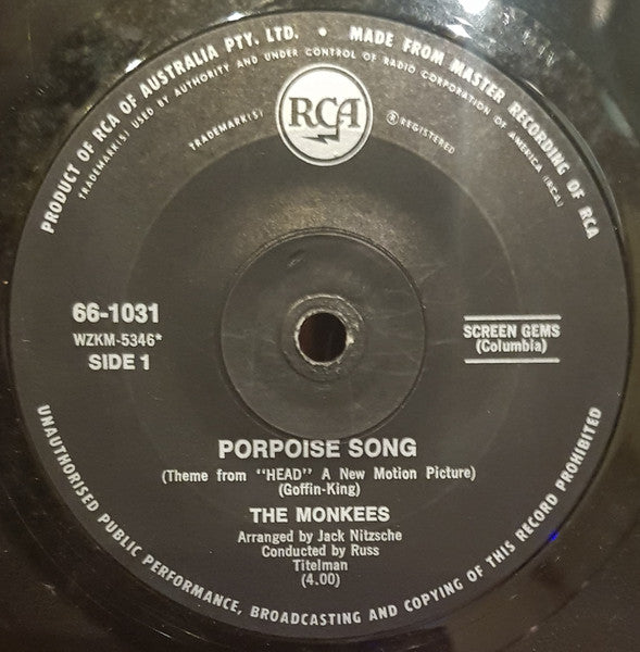 The Monkees – Porpoise Song / As We Go Along 7" vinyl record, image 3 of 5