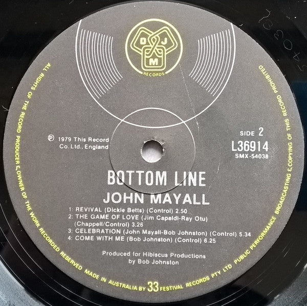 John Mayall – Bottom Line LP vinyl record, image 4 of 4