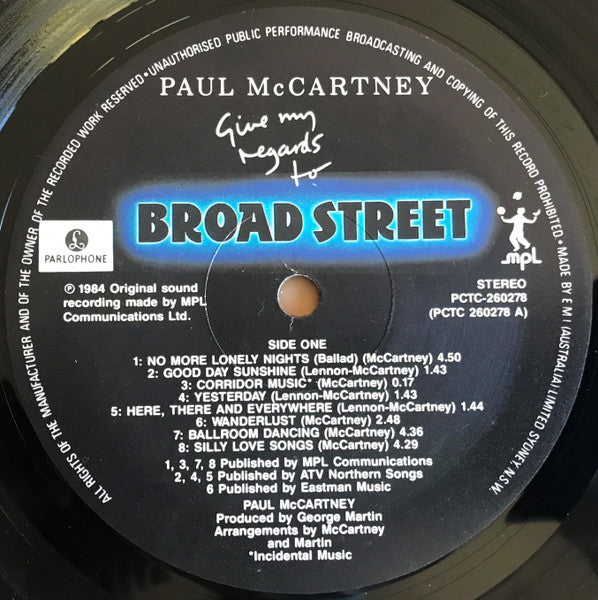 Paul McCartney – Give My Regards To Broad Street LP vinyl record, image 5 of 8