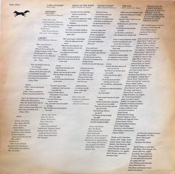 Elton John – The Fox LP vinyl record, image 6 of 6