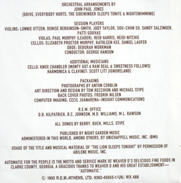 R.E.M. – Automatic For The People LP vinyl record, image 7 of 10