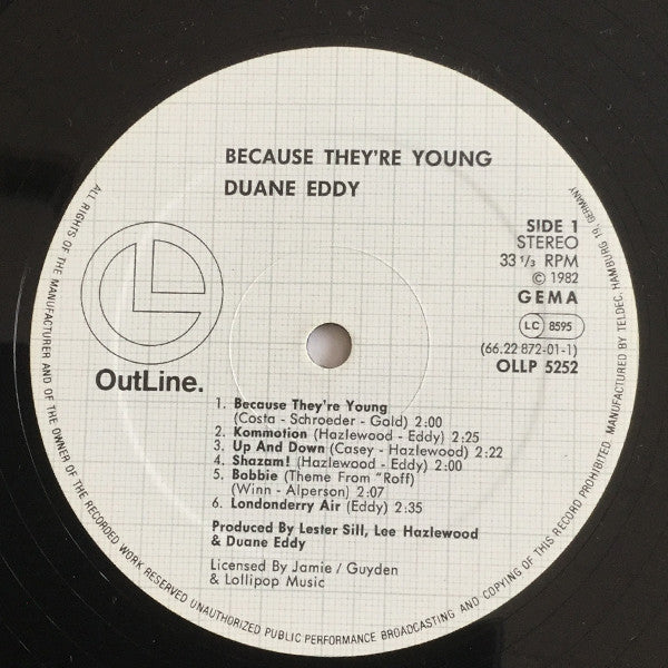 Duane Eddy And The Rebels – Because They're Young LP vinyl record, image 3 of 4