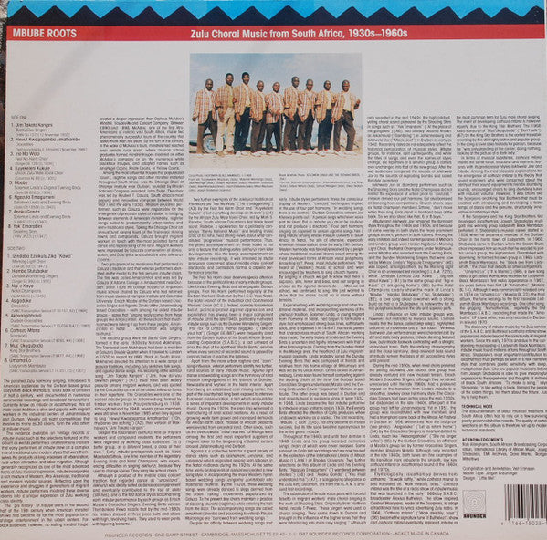 Various – Mbube Roots: Zulu Choral Music From South Africa, 1930s-1960s LP vinyl record, image 2 of 3