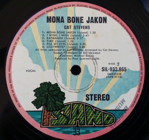 Cat Stevens – Mona Bone Jakon LP vinyl record, image 4 of 4