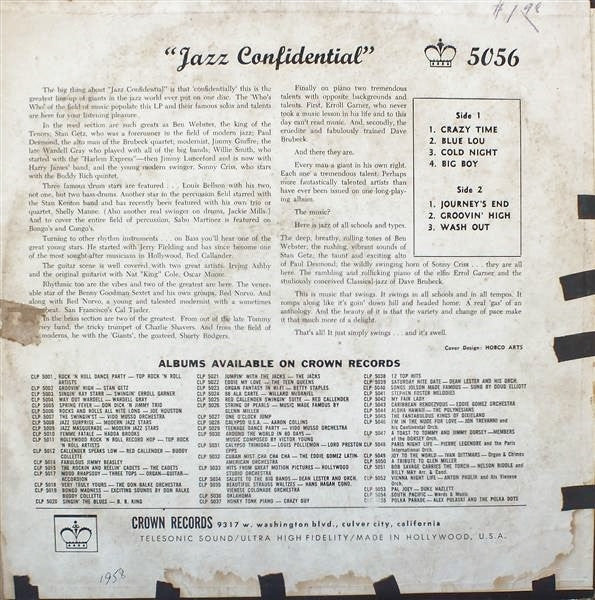 Various – Jazz Confidential LP vinyl record, image 2 of 4