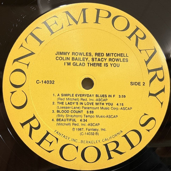 Jimmy Rowles, Red Mitchell, Colin Bailey, Stacy Rowles – I'm Glad There Is You LP vinyl record, image 5 of 5