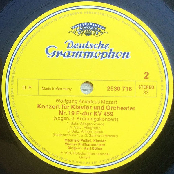 Wolfgang Amadeus Mozart, Maurizio Pollini, Karl Böhm, Wiener Philharmoniker – Klavierkonzerte = Piano Concertos K. 488 & K. 459 LP vinyl record, image 4 of 4