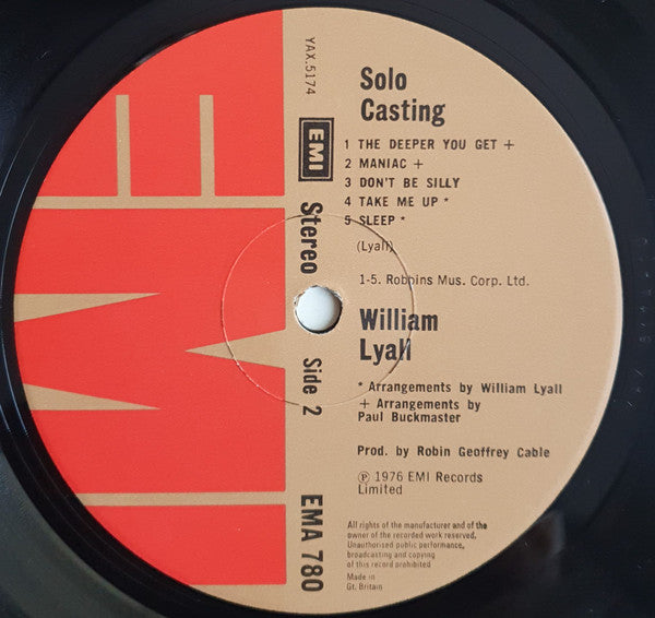 Billy Lyall – Solo Casting LP vinyl record, image 8 of 8