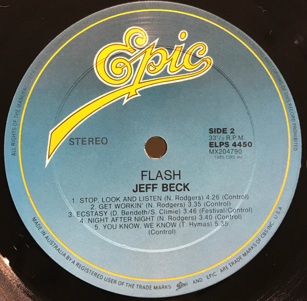 Jeff Beck – Flash LP vinyl record, image 4 of 4