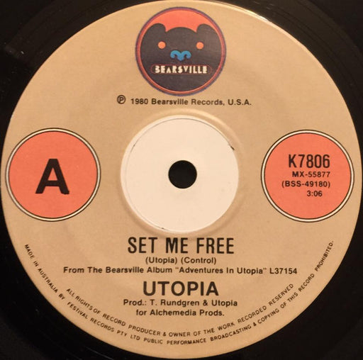 Utopia – Set Me Free 7" vinyl record