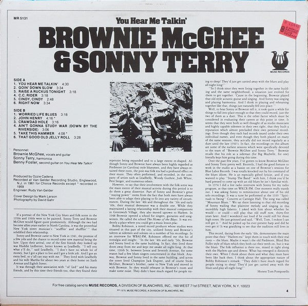 Sonny Terry & Brownie McGhee – You Hear Me Talkin' LP vinyl record, image 2 of 5