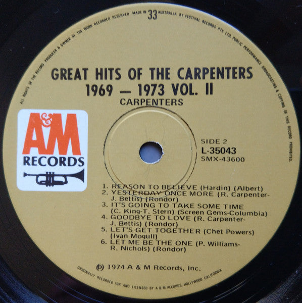Carpenters – Great Hits Of The Carpenters Vol II 1969-1973 LP vinyl record, image 5 of 7