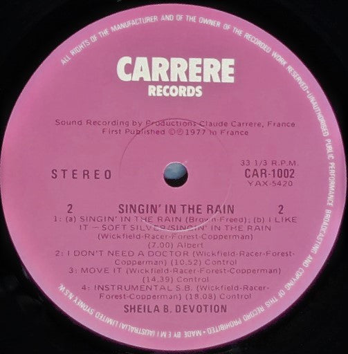 Sheila & B. Devotion – Singin' In The Rain LP vinyl record, image 3 of 4