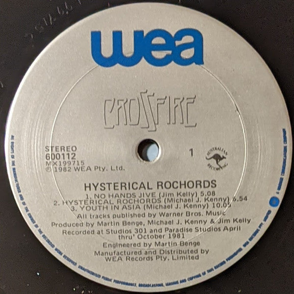 Crossfire – Hysterical Rochords LP vinyl record, image 5 of 5