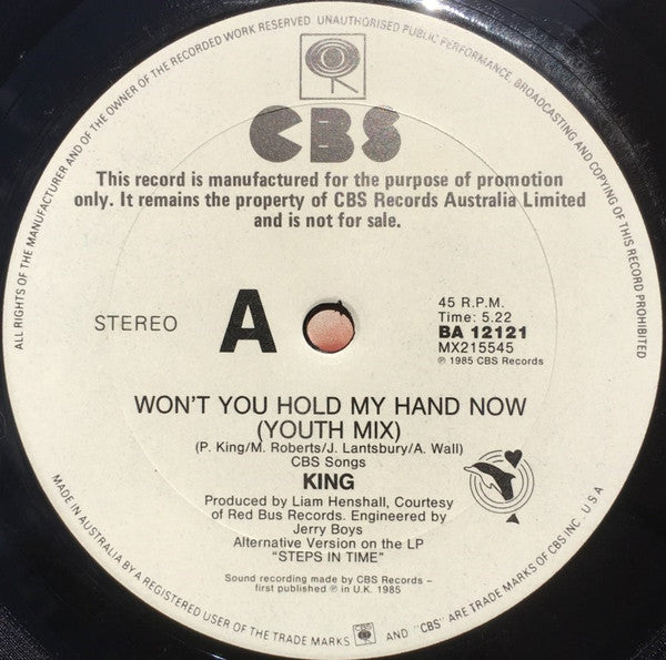 King – Won't You Hold My Hand Now (Youth Mix) 12" vinyl record, image 3 of 4