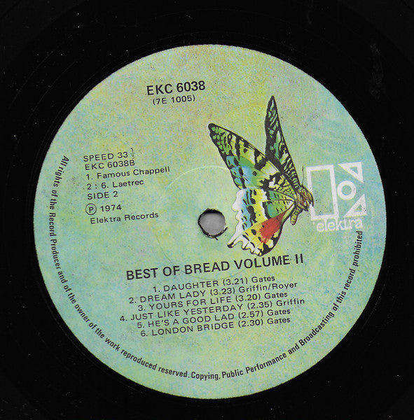 Bread – The Best Of Bread Volume Two LP vinyl record, image 3 of 3