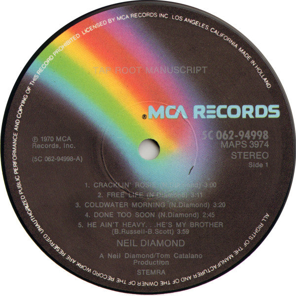 Neil Diamond – Tap Root Manuscript LP vinyl record, image 3 of 4