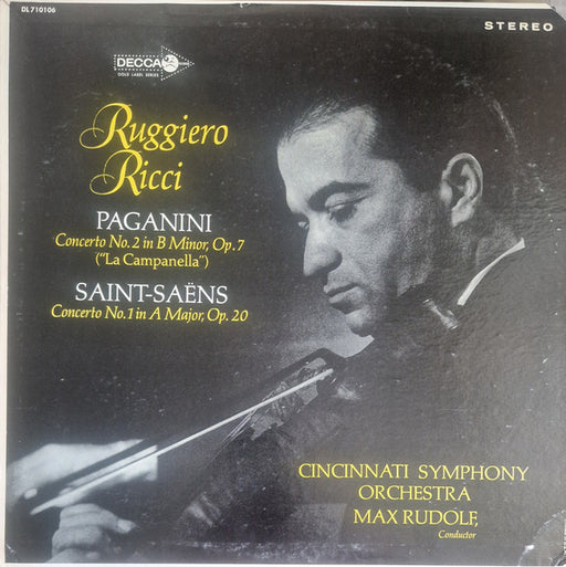 Niccolò Paganini, Camille Saint-Saëns, Ruggiero Ricci, Cincinnati Symphony Orchestra, Max Rudolf – Concerto No. 2 In B Minor, Op. 7 ("La Campanella") / Concerto No. 1 In A Major, Op. 20 LP vinyl record, image 1 of 3