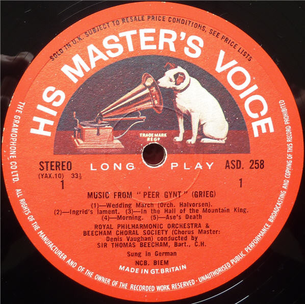Edvard Grieg, Sir Thomas Beecham, Royal Philharmonic Orchestra, The Beecham Choral Society, Ilse Hollweg – Music For Peer Gynt LP vinyl record, image 3 of 4