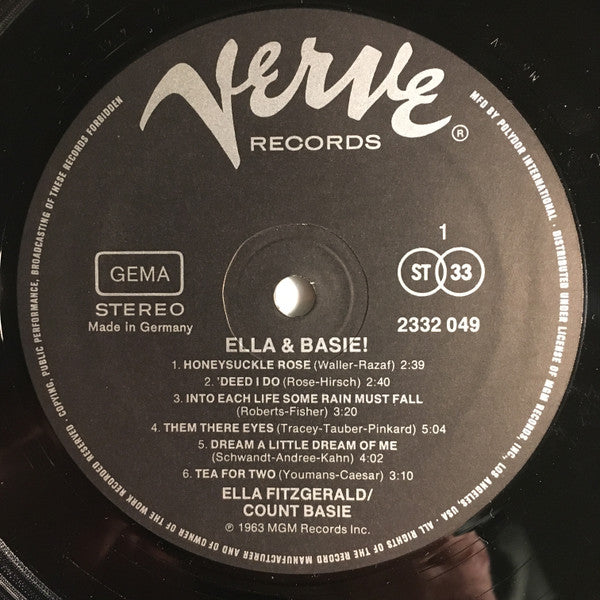 Ella Fitzgerald, Count Basie Orchestra – Ella And Basie! LP vinyl record, image 3 of 4