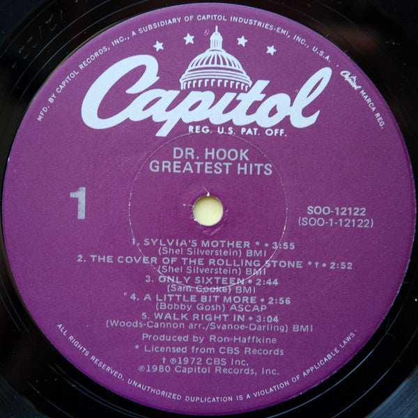 Dr. Hook – Greatest Hits LP vinyl record, image 3 of 4