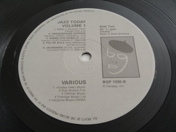 Various – Jazz Today Volume 1 LP vinyl record, image 4 of 4