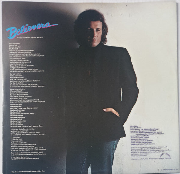 Don McLean – Believers LP vinyl record, image 5 of 6