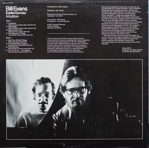 Bill Evans, Eddie Gomez – Intuition LP vinyl record, image 2 of 4