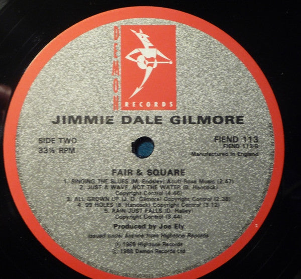 Jimmie Dale Gilmore – Fair & Square LP vinyl record, image 4 of 4