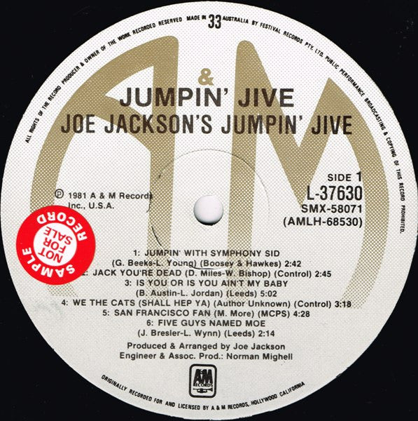 Joe Jackson's Jumpin' Jive – Jumpin' Jive LP vinyl record, image 3 of 4
