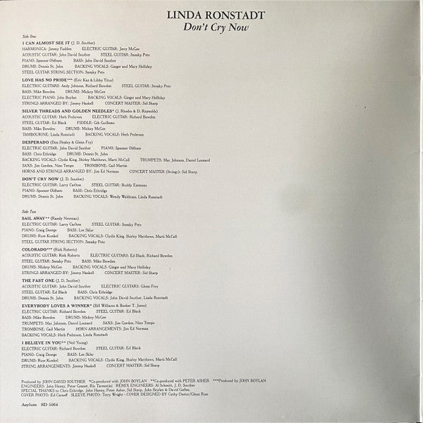 Linda Ronstadt – Don't Cry Now LP vinyl record, image 2 of 8