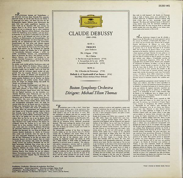 Claude Debussy, Boston Symphony Orchestra, Michael Tilson Thomas – Images - Prélude À "L'Après-midi D'un Faune" LP vinyl record, image 2 of 2