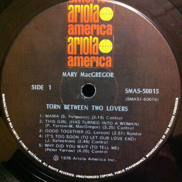 Mary MacGregor – Torn Between Two Lovers LP vinyl record, image 5 of 6