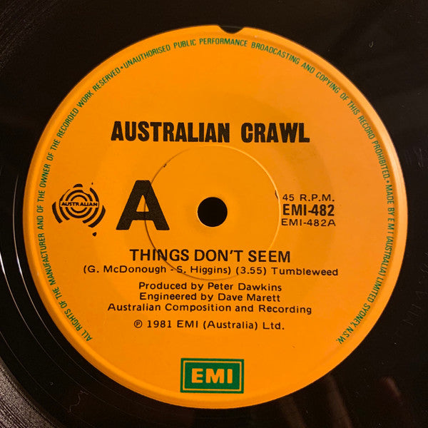 Australian Crawl – Things Don't Seem 7" vinyl record, image 1 of 2