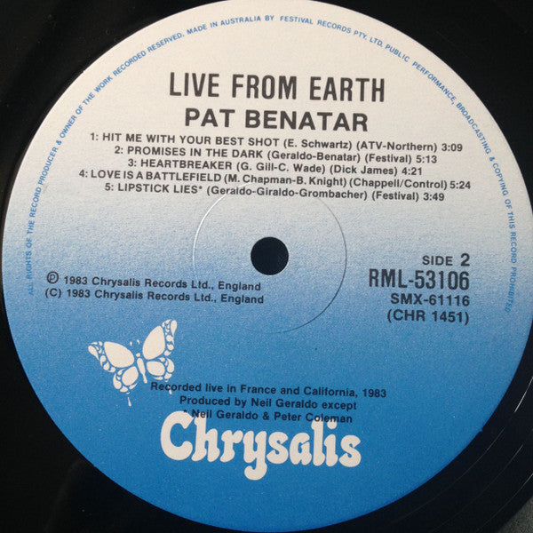 Pat Benatar – Live From Earth LP vinyl record, image 4 of 10