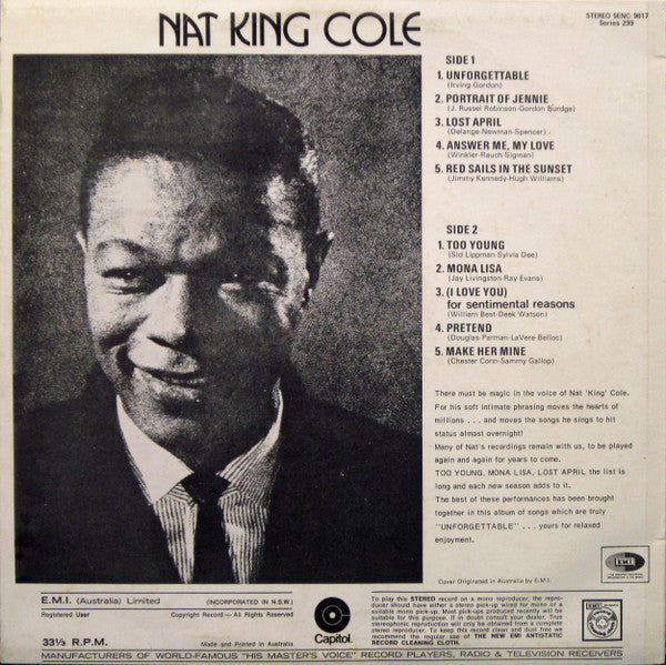 Nat King Cole – Unforgettable LP vinyl record, image 2 of 4