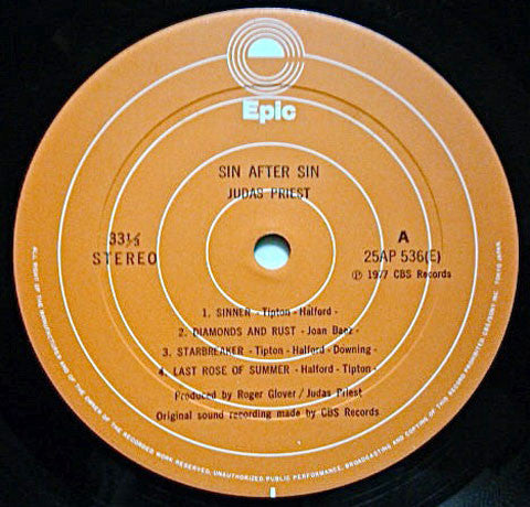 Judas Priest, Judas Priest – Sin After Sin = 背信の門 LP vinyl record, image 3 of 6